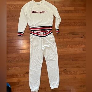 Champion White Tracksuit with Red and Black Stripes